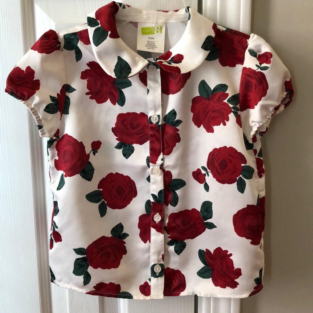 Girls satin blouse. Button front.